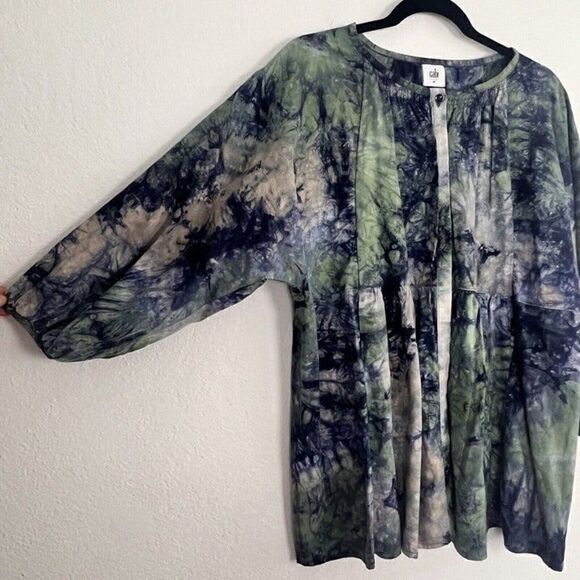 CAbi NWOT Woodstock Linen Blend Tie Dye Oversized Blouse Tunic Top Size Medium M - Picture 8 of 12